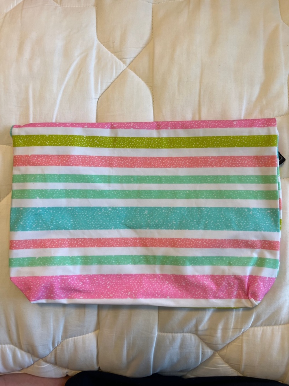 Scout Striped Fold-Over Clutch in Pink, Mint & White - Picture 2 of 4